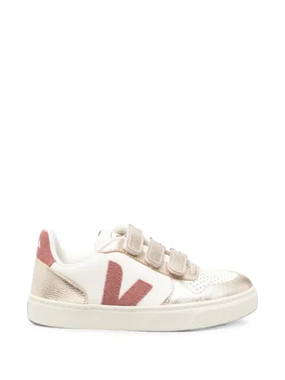 Veja Babies' V-10 Touch-strap Leather Sneakers In White