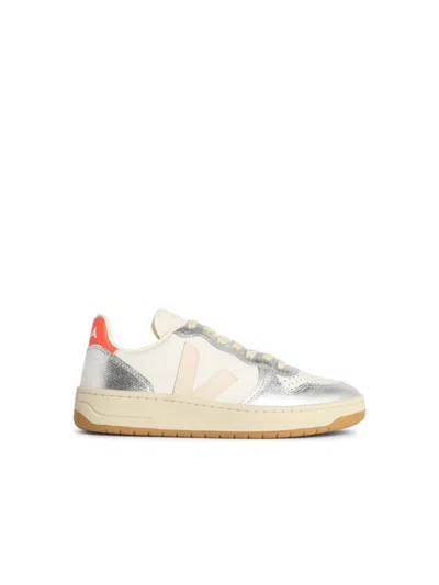 Veja V10 White Leather Sneakers In Animal Print