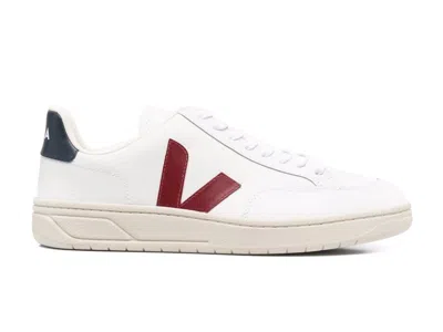 Pre-owned Veja V12 Leather Sneakers In White/marsala/nautica
