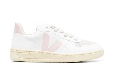 Pre-owned Veja V12 Leather (women's) Sneakers In White/pink