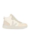 Veja V-15 Chromefree Pebbled-leather High-top Sneakers In White