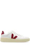 Veja Sneakers V-10 In White And Marsala Leather In White