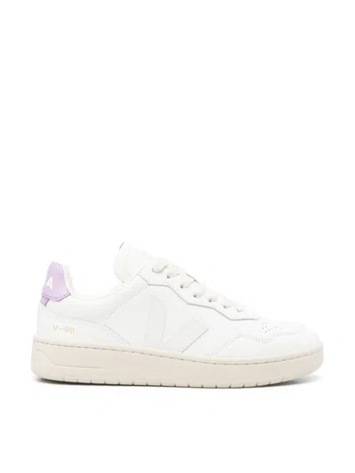Veja V-90 O. T. Leather Sneakers In White