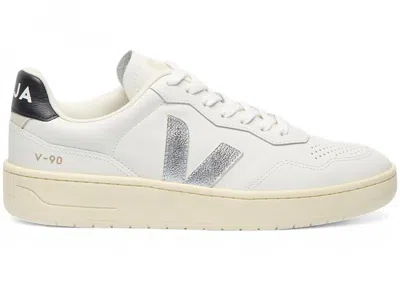 Pre-owned Veja V90 Ot Black (women's) Sneakers In White/silver In Multi