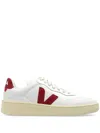 Veja Sneakers V-10 In White And Marsala Leather In White