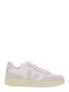 Veja White And Pink Elevated Sneakers With Textured Detailing In Pink