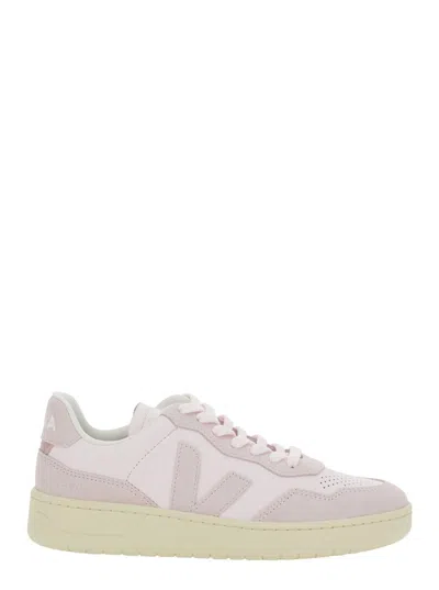 VEJA 'V90' PINK SNEAKER WITH SIDE LOGO AND PERFORATED TOE IN LEATHER WOMAN