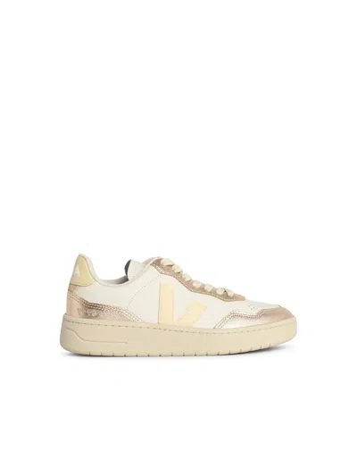 Veja V90 Leather Sneakers Metallic Accents In Multi