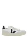 Veja V90 White Sneaker With Side Logo And Perforated Toe In Leather Unisex In White