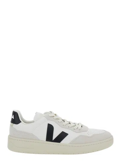 VEJA V90 WHITE SNEAKER WITH SIDE LOGO AND PERFORATED TOE IN LEATHER UNISEX