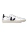 Veja Campo Silver And Black Leather Sneakers In White