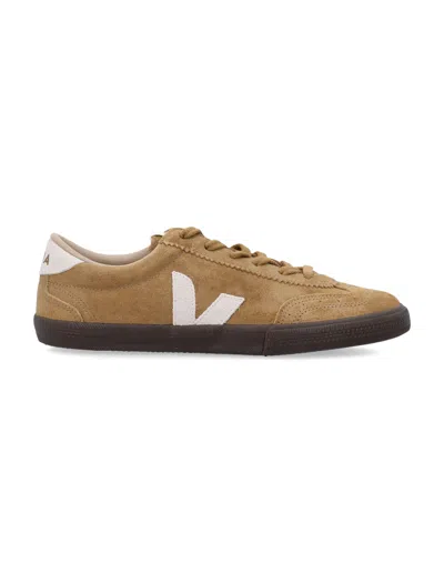 Veja Volley Tent Brown And White Suede Sneakers In Neutral