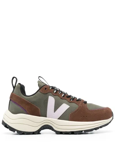Veja Brown Suede And Textile Sneakers With Sole In Multi