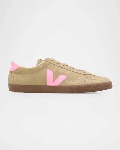 Veja Volley Bicolor Suede Low-top Sneakers In Brown