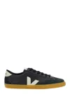 Veja Volley Black Sneaker With Side Logo And Lettering Logo On The Heel In Organic Cotton Unisex In Black