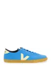 Veja Volley Blue Sneaker With Side Logo And Lettering Logo On The Heel In Organic Cotton Unisex