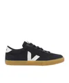 Veja Volley Black Sneaker With Side Logo And Lettering Logo On The Heel In Organic Cotton Unisex In Black