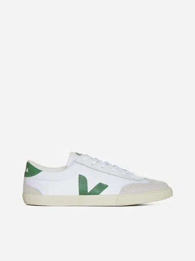 Veja Volley Canvas Sneakers In White,emeraude