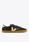 Veja Volley Panelled Grained Leather Sneakers In Black