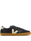 Veja Volley Panelled Grained Leather Sneakers In Black