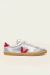 Veja Volley Leather Sneaker In Silver Pepper In Metallic