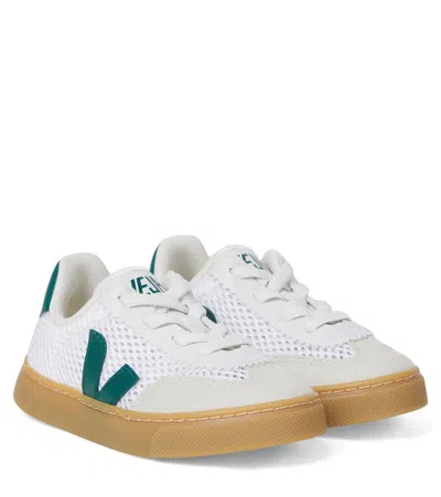 Veja Kids' Volley Leather-trimmed Sneakers In White