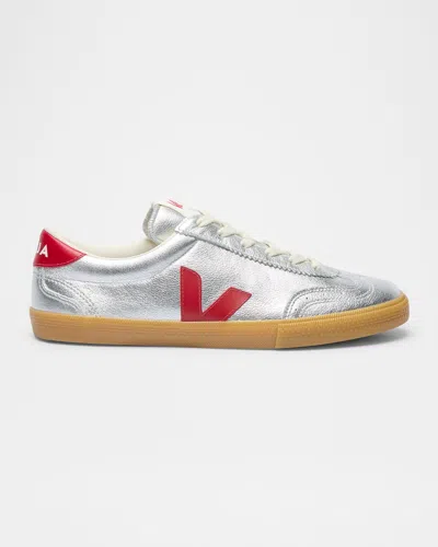 Veja Volley Low-top Metallic Leather Sneakers