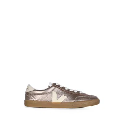 Veja Volley Metallic-effect Leather Sneakers In Multi