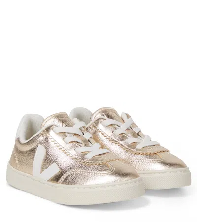 Veja Kids' Volley Metallic Leather Sneakers In Gold