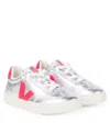 Veja Volley Metallic Leather Sneakers In Silver