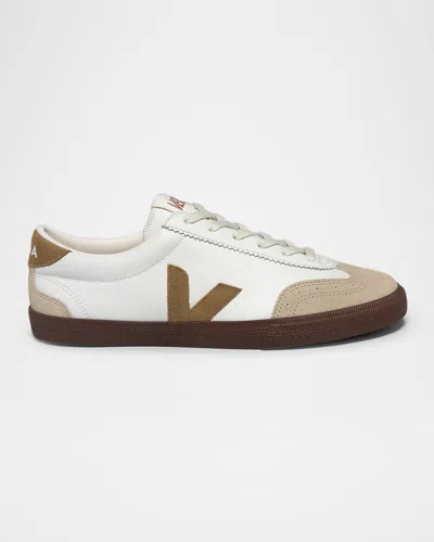 VEJA VOLLEY MIXED LEATHER WING-TIP SNEAKERS