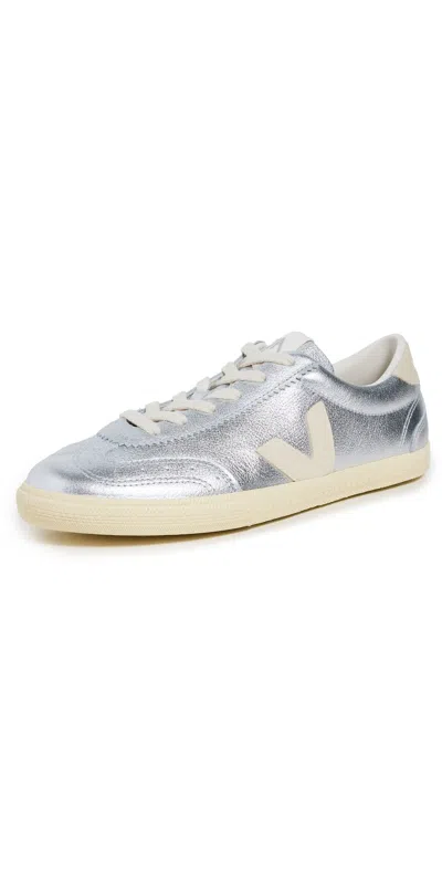 Veja Volley Low-top Metallic Sneakers In Silver