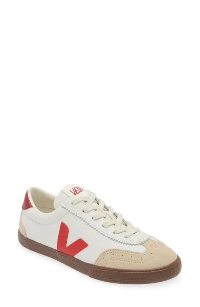 Veja Volley Panelled Leather Sneakers In White