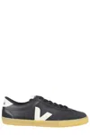 Veja Volley Panelled Grained Leather Sneakers In Black