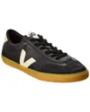 Veja Volley Panelled Grained Leather Sneakers In Black