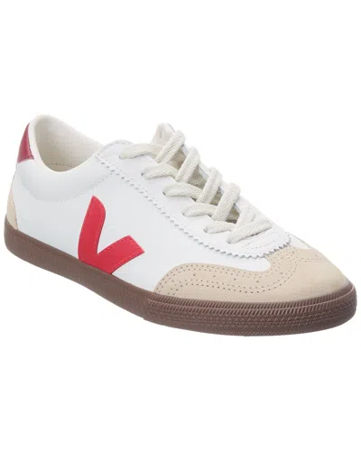 Veja Volley Panelled Leather Sneakers In White