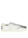 Veja Low-top Metallic Finish Rubber Sole Sneaker In Silver