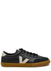 Veja Volley Panelled Grained Leather Sneakers In Black