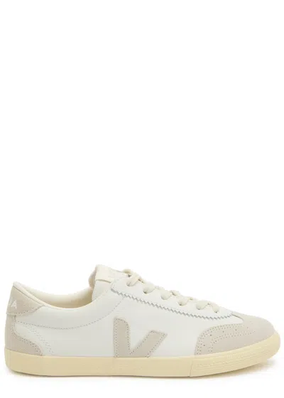 Veja Volley Panelled Grained Leather Sneakers In White