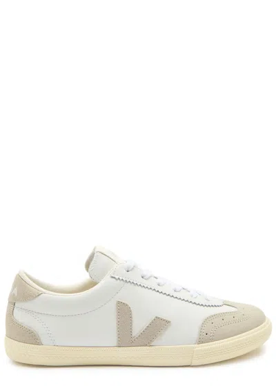 Veja Volley Panelled Leather Sneakers In Grey
