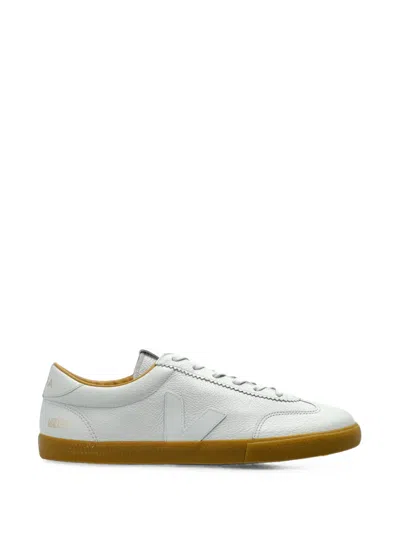Veja Volley Signature Leather Sneakers In White