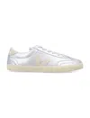 Veja Metallic Leather Sneakers Contrasting Accents In Silver