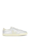 Veja Volley Leather Sneakers Color Silver In Silver & Pierrre
