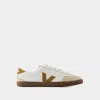 Veja Volley Mixed Leather Wing-tip Sneakers In White