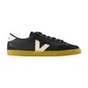 Veja Volley Black Sneaker With Side Logo And Lettering Logo On The Heel In Organic Cotton Unisex