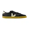 Veja Volley Black Sneaker With Side Logo And Lettering Logo On The Heel In Organic Cotton Unisex