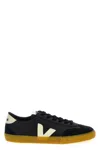Veja Volley Panelled Grained Leather Sneakers In Black