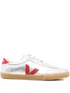 Veja Volley Leather Sneaker In Silver Pepper In Metallic