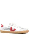 Veja Volley Leather Sneaker In Silver Pepper In Silver