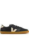 Veja Volley Black Sneaker With Side Logo And Lettering Logo On The Heel In Organic Cotton Unisex In Black